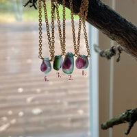 Watermelon Tourmaline Slice Pendant Necklace, October Birthstone Necklace
