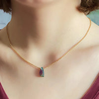 Watermelon Tourmaline Slice Pendant Necklace, October Birthstone Necklace