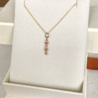 Raw Bicolor Watermelon Tourmaline Crystal Pendant Necklace