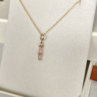 Raw Bicolor Watermelon Tourmaline Crystal Pendant Necklace