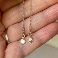 Salt and Pepper Galaxy Diamond Slice Threader Earrings, 18k/14k Gold, April Birthstone Earrings