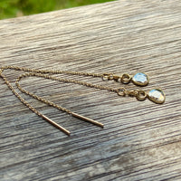 Salt and Pepper Galaxy Diamond Slice Threader Earrings, 18k/14k Gold, April Birthstone Earrings