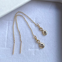 Salt and Pepper Galaxy Diamond Slice Threader Earrings, 18k/14k Gold, April Birthstone Earrings