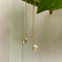 Salt and Pepper Galaxy Diamond Slice Threader Earrings, 18k/14k Gold, April Birthstone Earrings