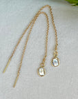Salt and Pepper Diamond Slice Threader Earrings, 18k Gold, April Birthstone Earrings