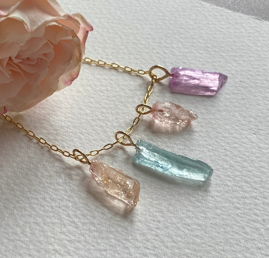 Raw Morganite Crystal Pendant Necklace