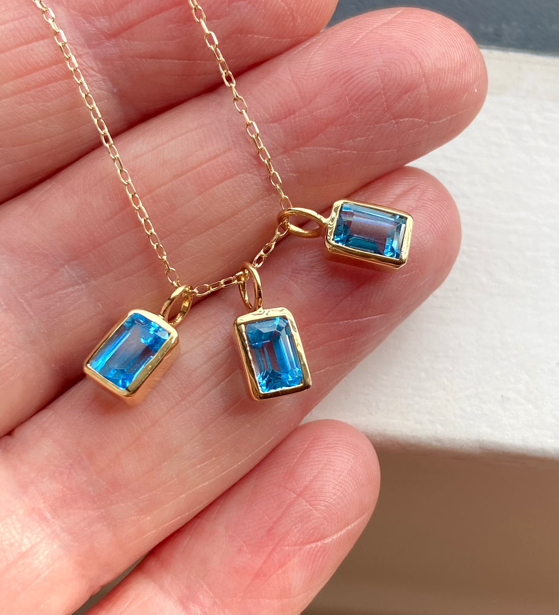 Swiss Blue Topaz Pendant Necklace, November Birthstone Necklace