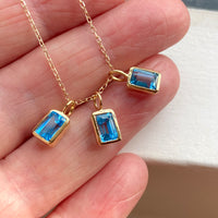 Swiss Blue Topaz Pendant Necklace, November Birthstone Necklace