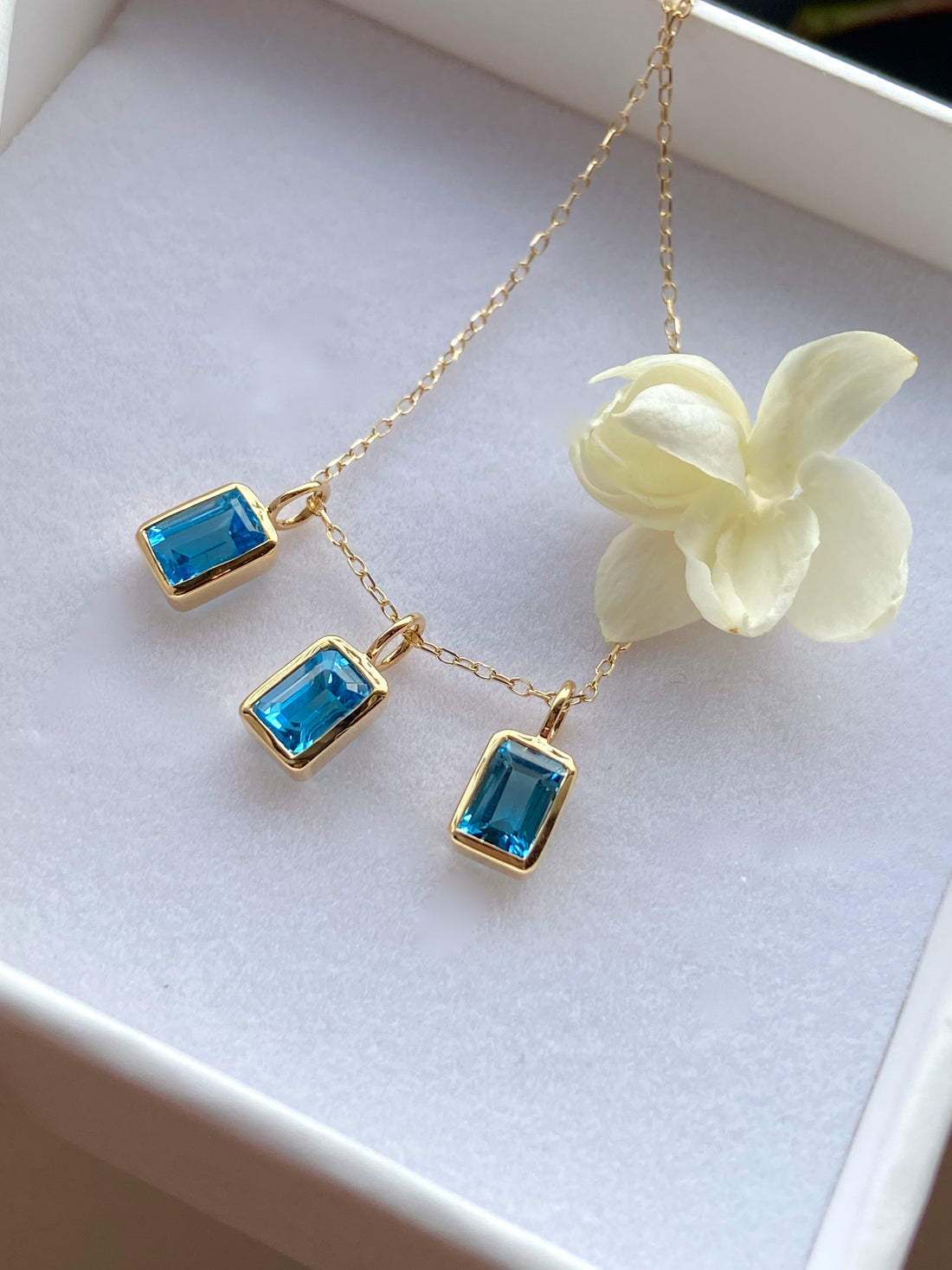 Swiss Blue Topaz Pendant Necklace, November Birthstone Necklace