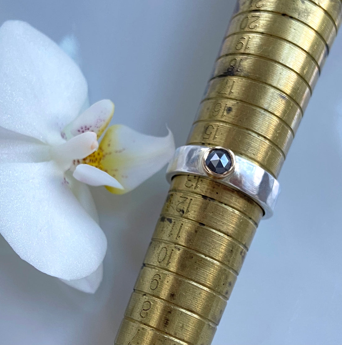 Gray Salt and Pepper Diamond Ring, Wedding or Engagement Ring, April Birthstone