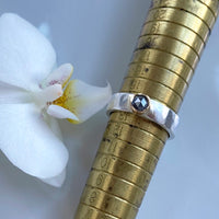 Gray Salt and Pepper Diamond Ring, Wedding or Engagement Ring, April Birthstone