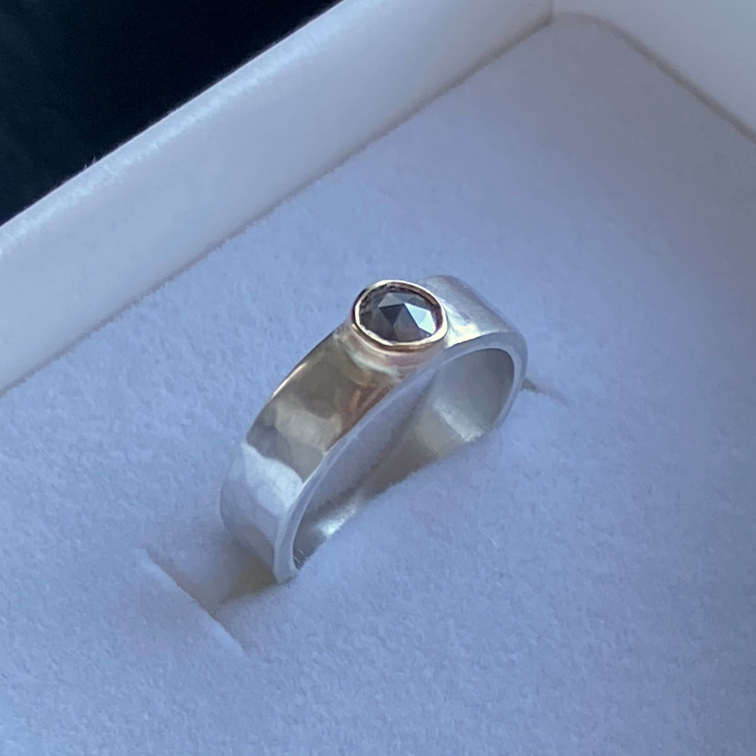 Gray Salt and Pepper Diamond Ring, Wedding or Engagement Ring, April Birthstone