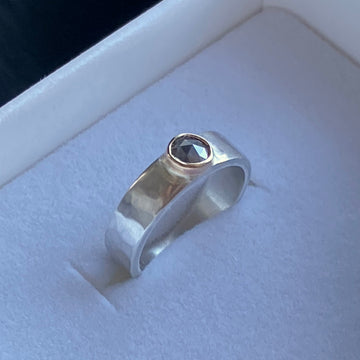 Gray Salt and Pepper Diamond Ring, Wedding or Engagement Ring, April Birthstone