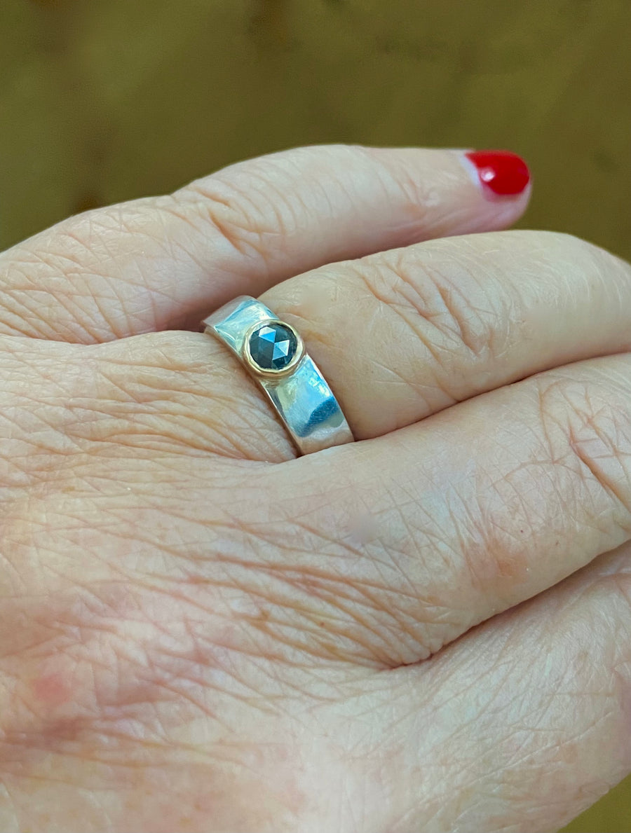 Gray Salt and Pepper Diamond Ring, Wedding or Engagement Ring, April Birthstone