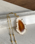 Large Brazilian Agate Geode Slice Pendant Necklace
