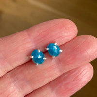 Neon Blue Apatite Stud Earrings