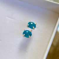 Neon Blue Apatite Stud Earrings