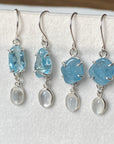 Brazilian Aquamarine and Sri Lankan Moonstone Earrings, March June Birthstone Earrings