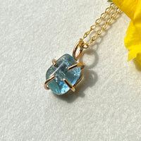 Brazilian Santa Maria Blue Aquamarine Pendant Necklace, March Birthstone