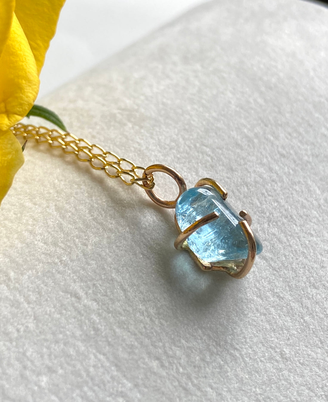 Brazilian Santa Maria Blue Aquamarine Pendant Necklace, March Birthstone