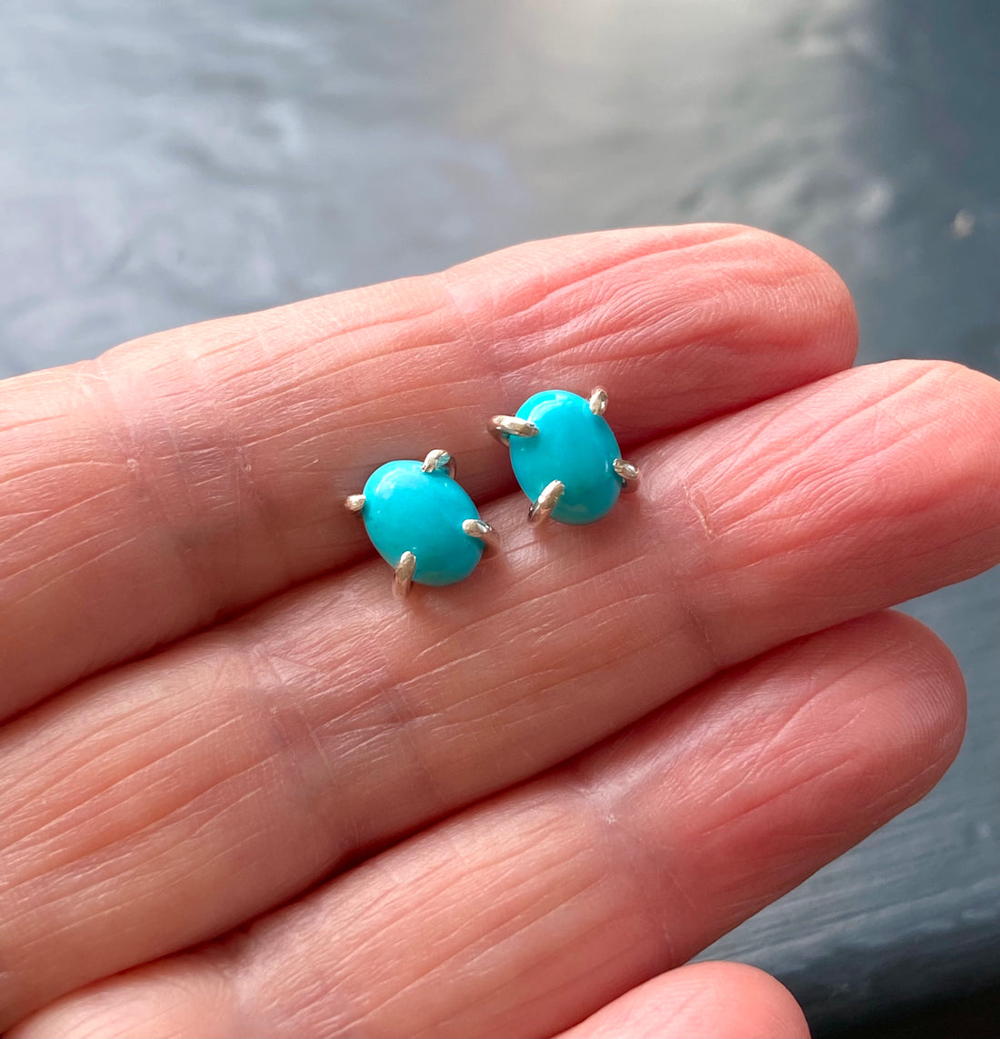 Arizona Turquoise Stud Earrings, December Birthstone Earrings, Bridesmaid Earrings