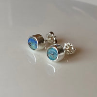 Australian Boulder Matrix Opal Stud Earrings, October Birthstone Earrings