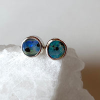 Australian Boulder Matrix Opal Stud Earrings, October Birthstone Earrings