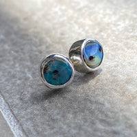 Australian Boulder Matrix Opal Stud Earrings, October Birthstone Earrings