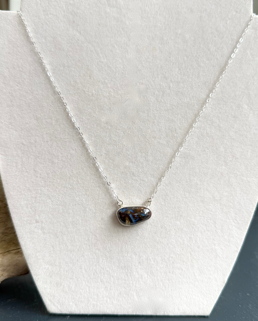 Australian Boulder Opal Pendant Necklace, October Birthstone Necklace