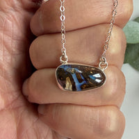 Australian Boulder Opal Pendant Necklace, October Birthstone Necklace