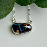 Australian Boulder Opal Pendant Necklace, October Birthstone Necklace