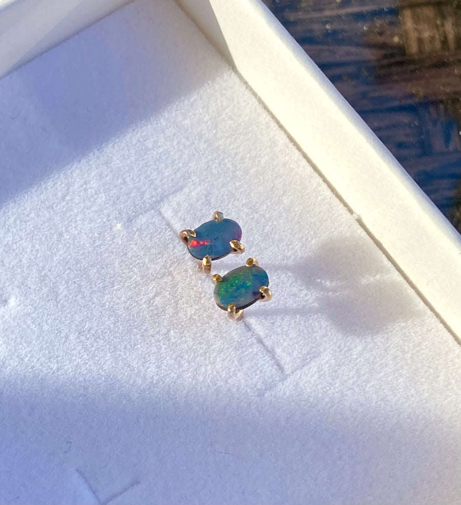 Australian Opal Stud Earrings, October Birthstone Earrings