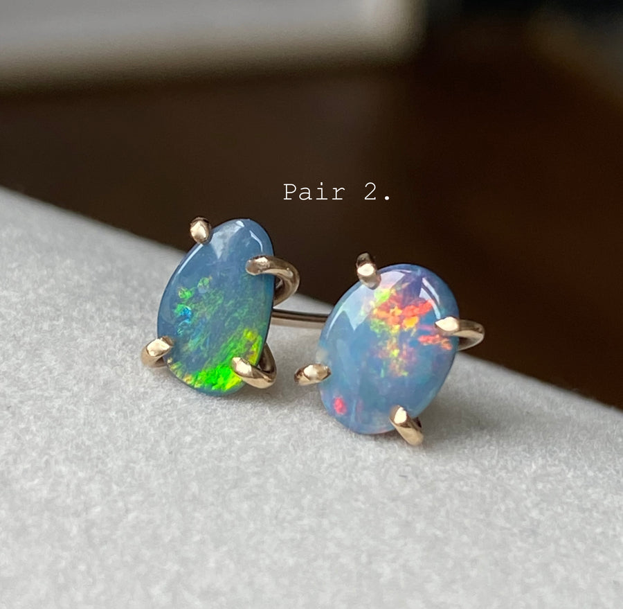 Australian Opal Stud Earrings, October Birthstone Gift