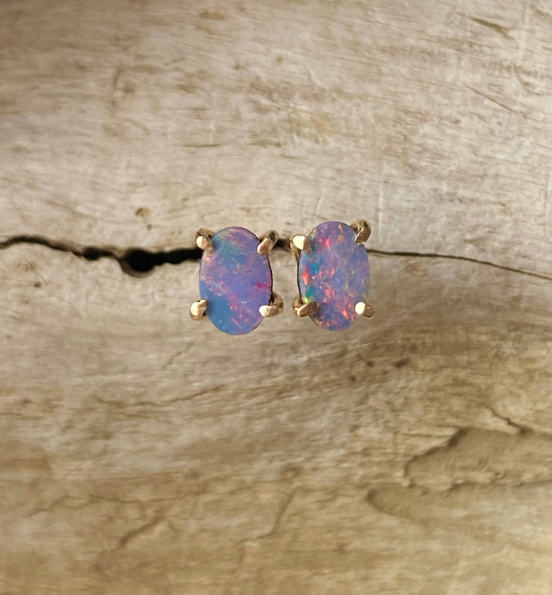 Australian Opal Stud Earrings, October Birthstone Earrings