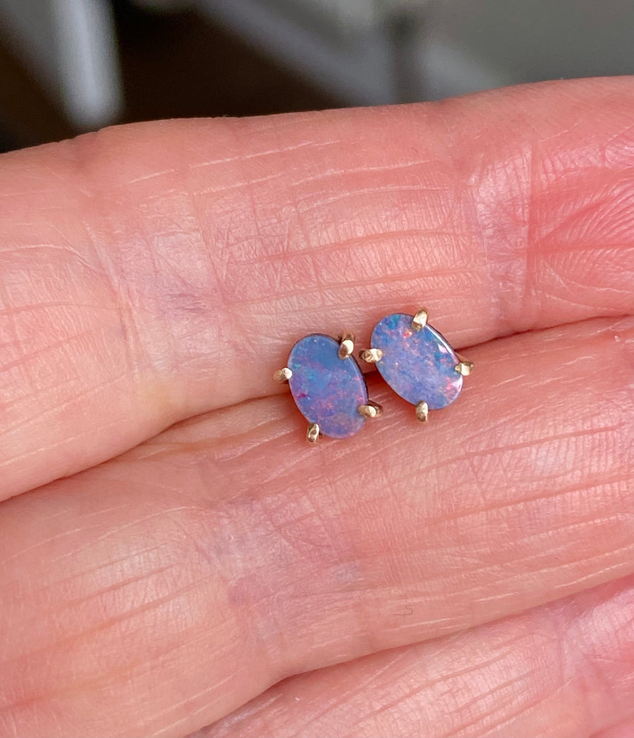 Australian Opal Stud Earrings, October Birthstone Earrings