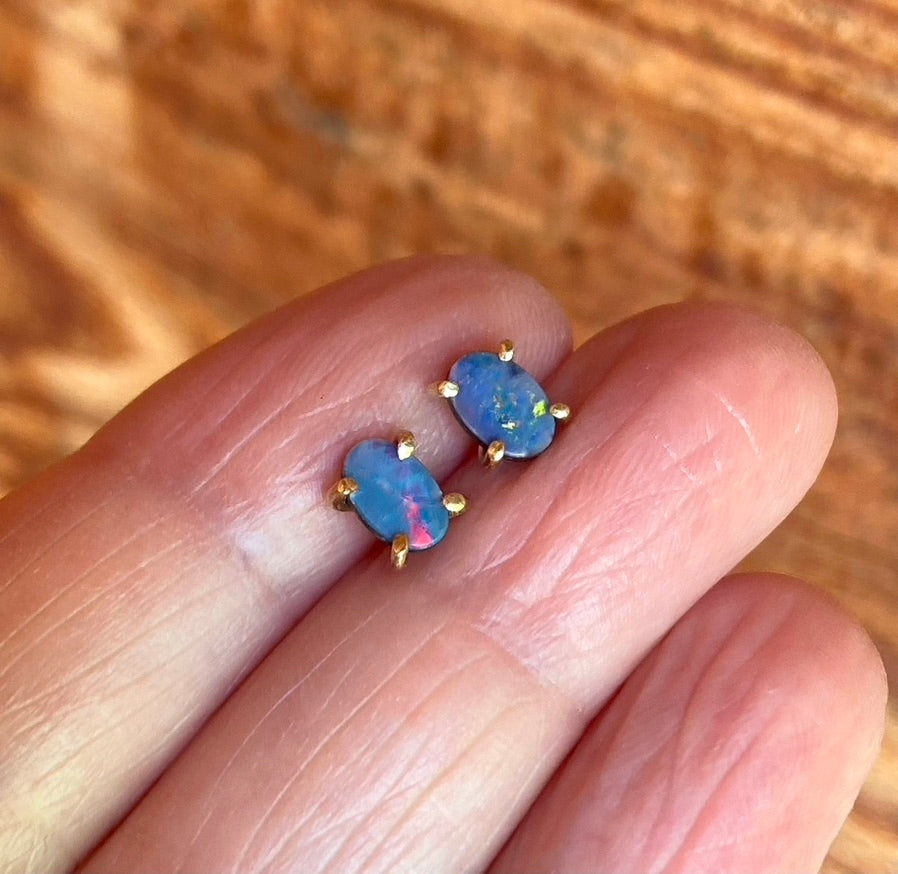 Australian Opal Stud Earrings, October Birthstone Earrings