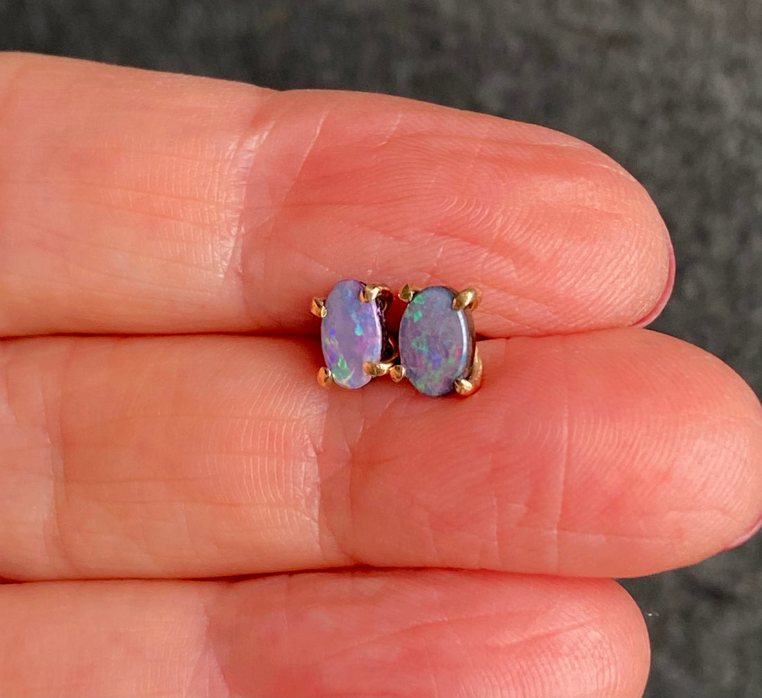 Australian Opal Stud Earrings, October Birthstone Earrings