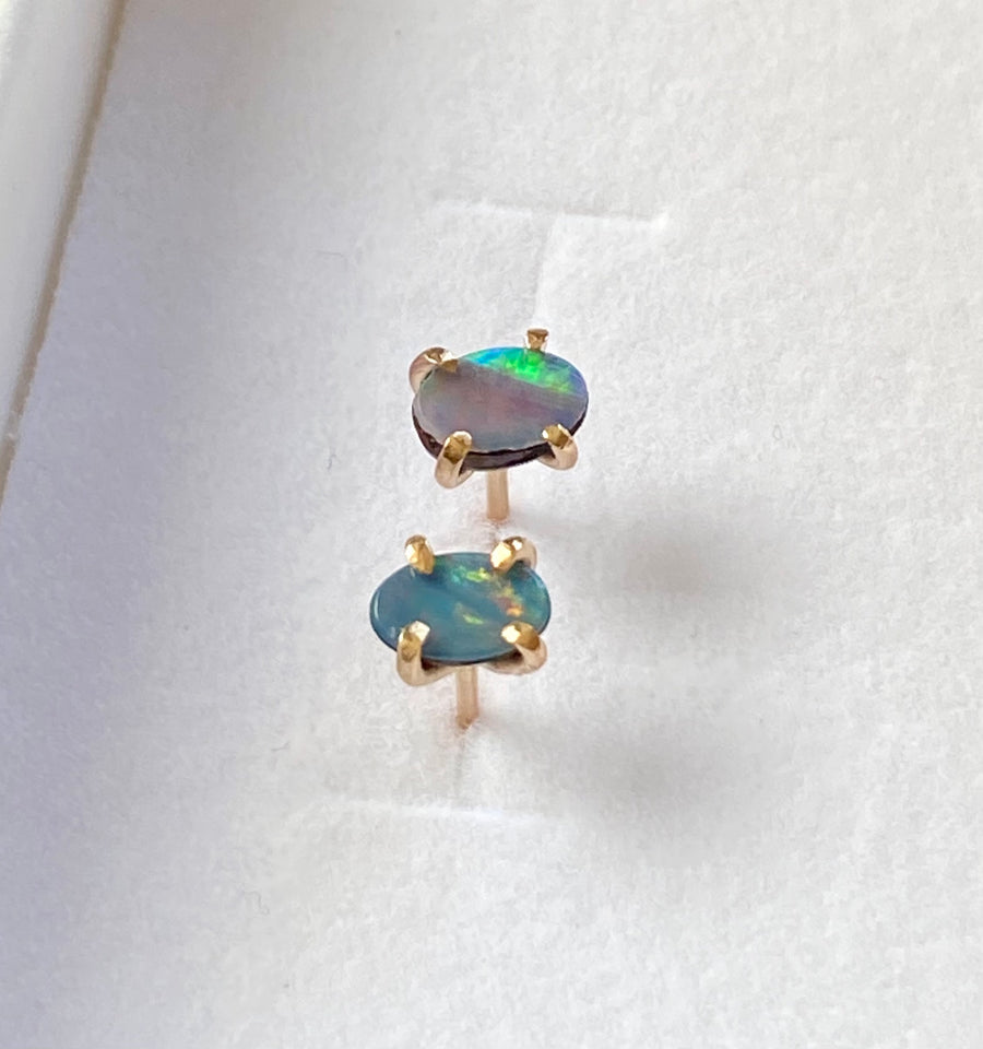 Australian Opal Stud Earrings, October Birthstone Earrings