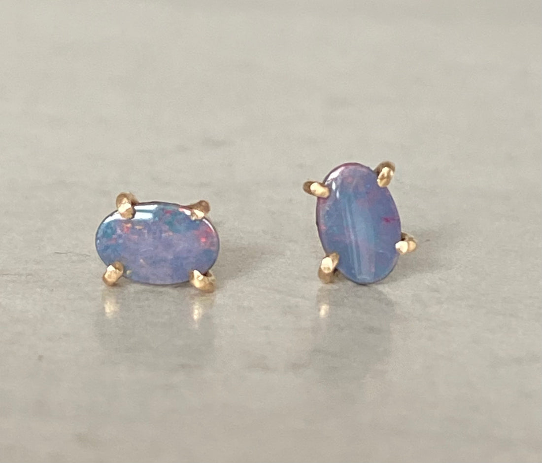 Australian Opal Stud Earrings, October Birthstone Earrings