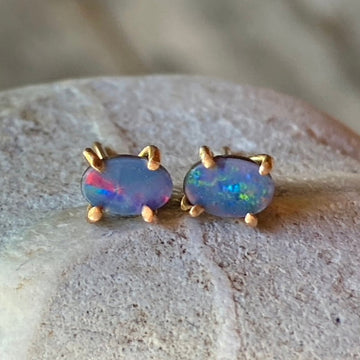 Australian Opal Stud Earrings, October Birthstone Earrings