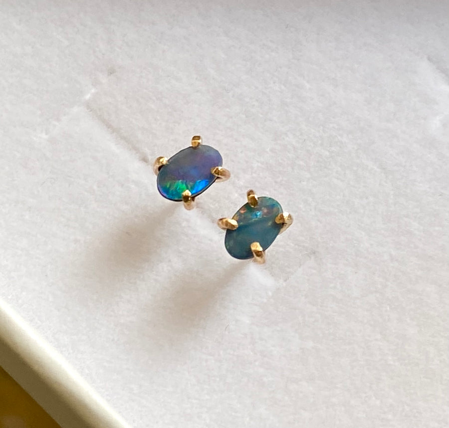 Australian Opal Stud Earrings, October Birthstone Earrings