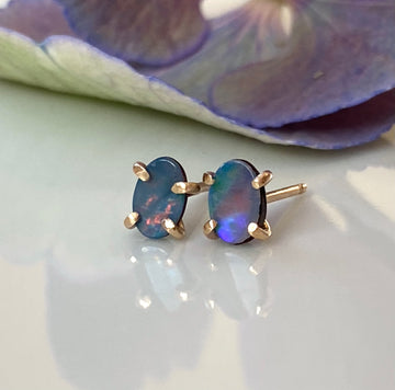 Australian Opal Stud Earrings, October Birthstone Earrings