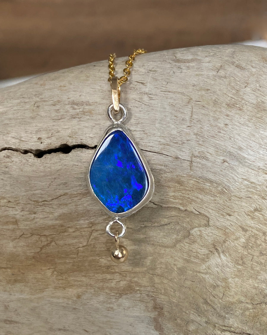 Australian Opal Pendant Necklace, October Birthstone Necklace