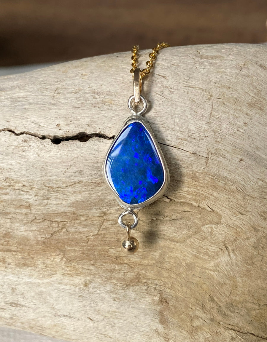 Australian Opal Pendant Necklace, October Birthstone Necklace