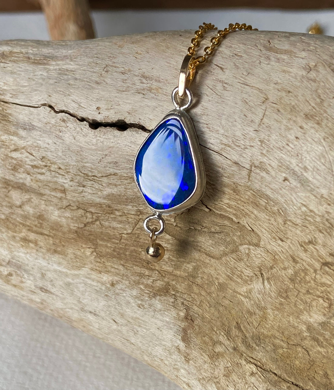 Australian Opal Pendant Necklace, October Birthstone Necklace