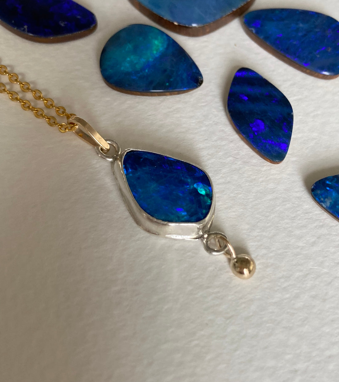 Australian Opal Pendant Necklace, October Birthstone Necklace