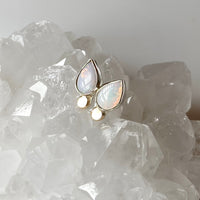 Solid Australian White Opal Stud Earrings, October Birthstone Earrings