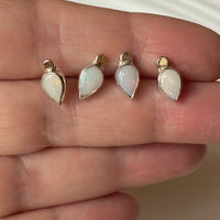 Solid Australian White Opal Stud Earrings, October Birthstone Earrings