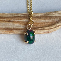 Ethiopian Black Opal Pendant Necklace, October Birthstone