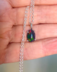 Ethiopian Black Opal Pendant Necklace, October Birthstone Necklace